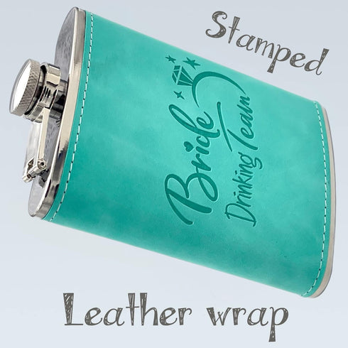 Team Groom Leather Wrapped Hip Flask Bachelor Party Must-Have